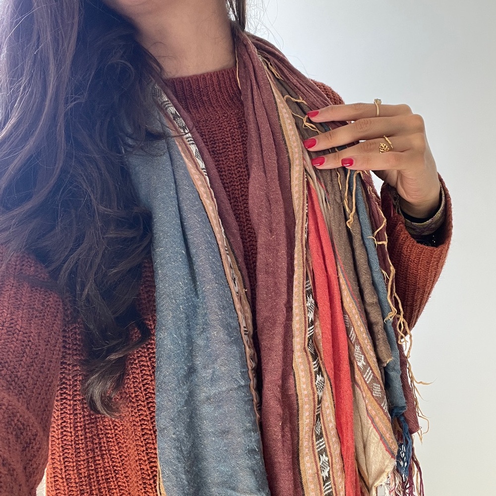 Multicolor Scarf with Fringe Details